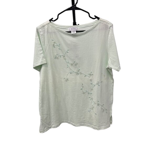 Jennifer Moore NWT Womens Light Green Embroidered Floral Shirt SZ Small - Picture 1 of 10